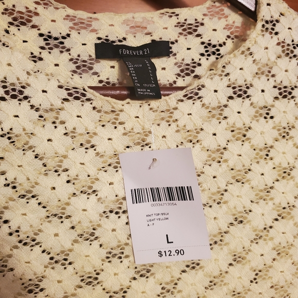 Sale Forever 21 NWT Lace Yellow Crop Top L - Picture 2 of 4